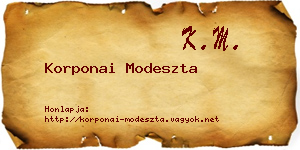 Korponai Modeszta névjegykártya